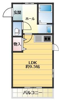 オーシャンコート野比(ワンルーム/3階)の間取り写真