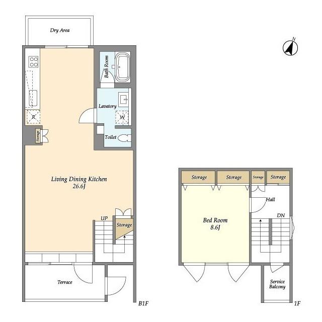 HYGGE(1LDK/B1階)の間取り写真