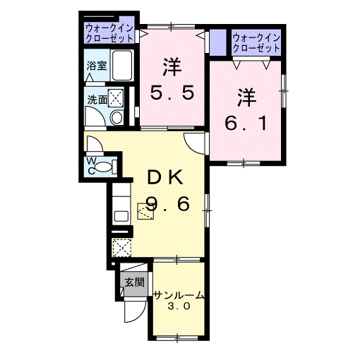 ウィステリアガーデン(2DK/1階)の間取り写真