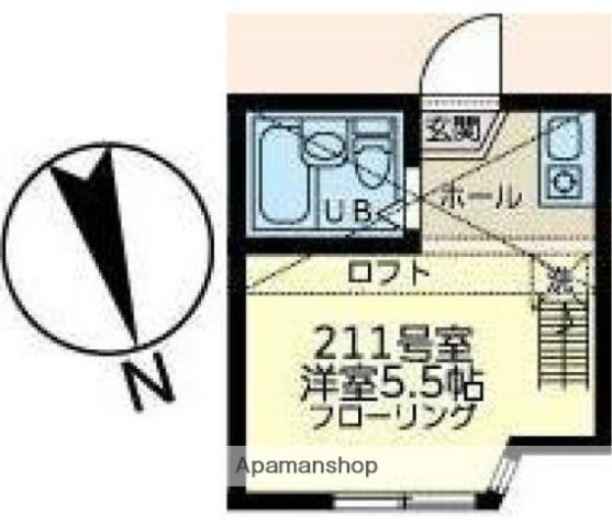 ユナイト南太田ジヴェルニー(ワンルーム/2階)の間取り写真