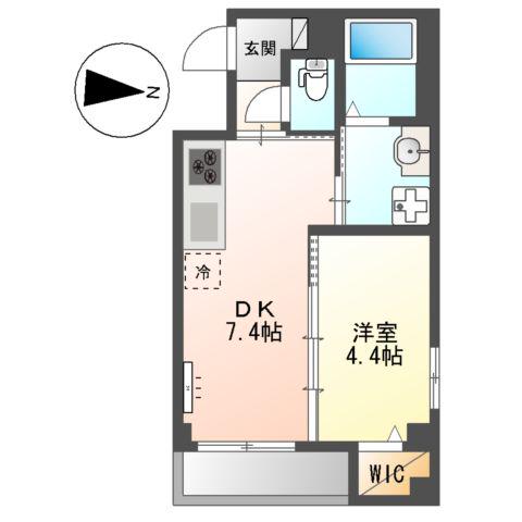 アプリコットC(1DK/2階)の間取り写真