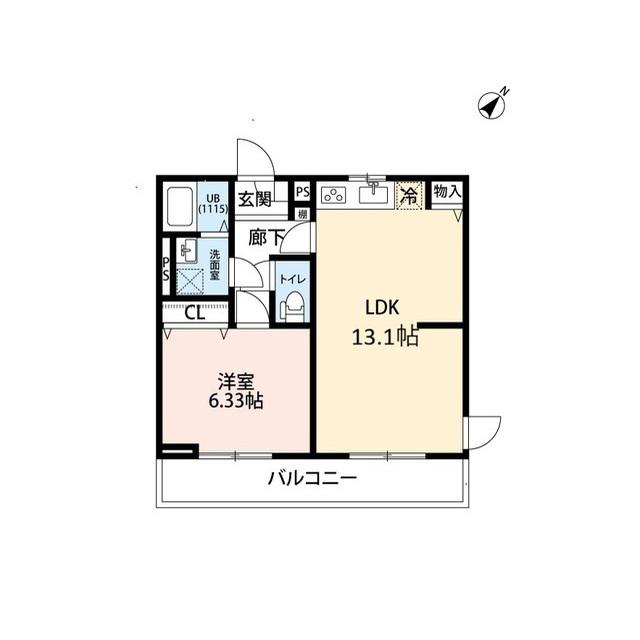 古淵アパート計画B棟(1LDK/3階)の間取り写真