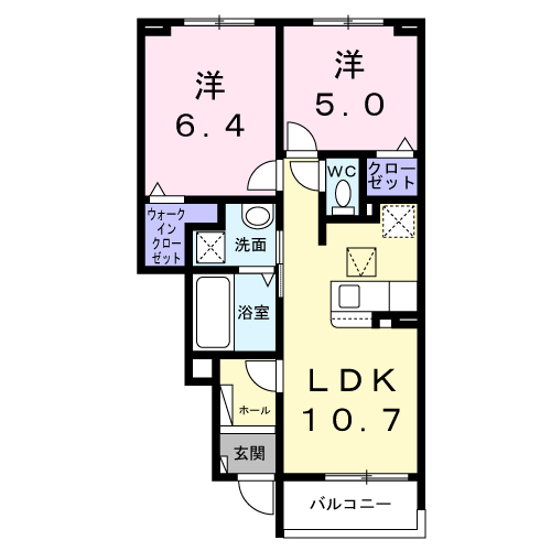 メゾンヴェール高田(2LDK/1階)の間取り写真