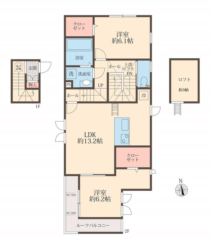 COLORS WING-A(2LDK/2階)の間取り写真