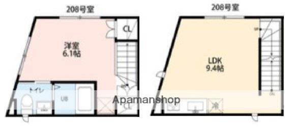 フェリオ小田急相模原(1LDK/2階)の間取り写真