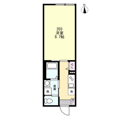 スキット本厚木(1K/2階)の間取り写真