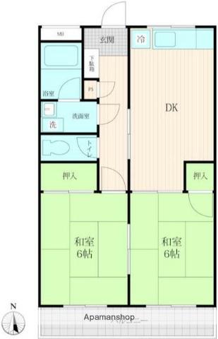 ベルメゾン シロガネ(2DK/2階)の間取り写真