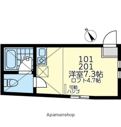 ユナイト新町イタリーノ(ワンルーム/2階)の間取り写真