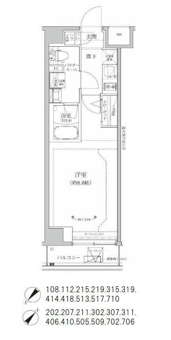 RELUXIA GRANDE 川崎大師公園(1K/7階)の間取り写真