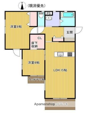 シェ・モア・ドーヴィル(2LDK/2階)の間取り写真