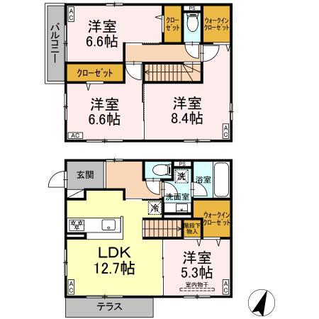 東海道本線 茅ケ崎駅 徒歩16分 2階建 新築(4LDK)の間取り写真