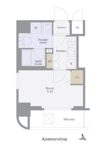 グリフィン横浜・桜木町十番館(1K/7階)の間取り写真