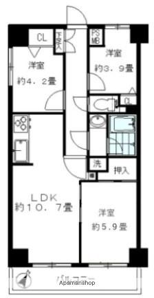 HARU菊名Ⅰ・Ⅱ(3LDK/2階)の間取り写真