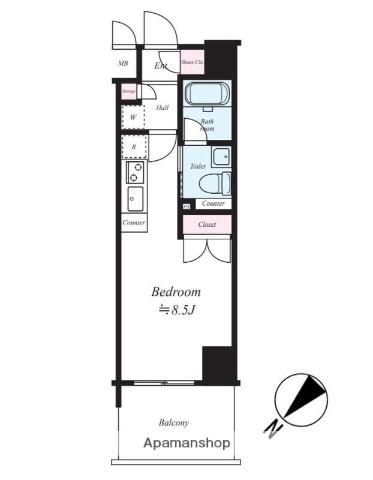 プレール・ドゥーク横浜サウス MAISON LOIRE(1K/6階)の間取り写真