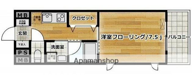 KYハウスⅡ(1K/1階)の間取り写真