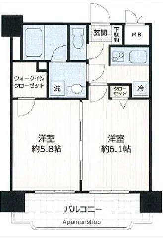 グリフィン横浜ベイグランデ弐番館(2K/4階)の間取り写真