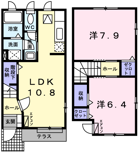 ルミナス・MⅢC棟(2LDK/1階)の間取り写真