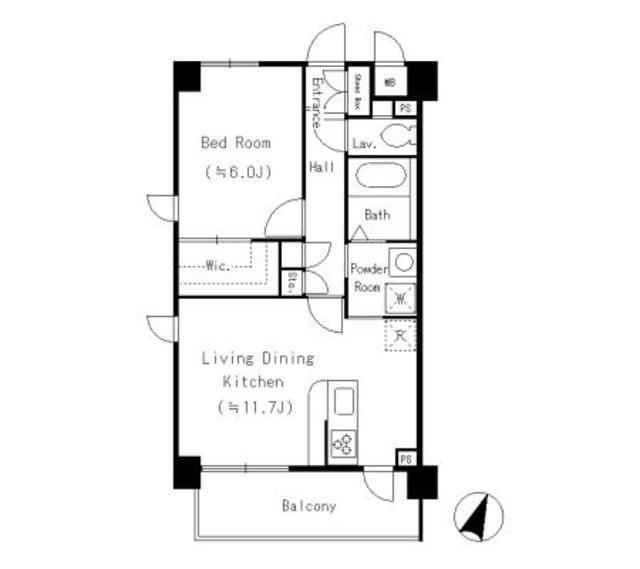 ピースフル(1LDK/2階)の間取り写真