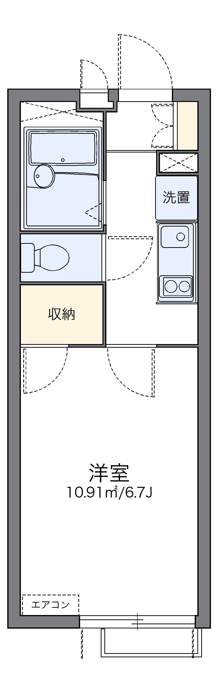 レオパレスリバーパークⅡ(1K/2階)の間取り写真