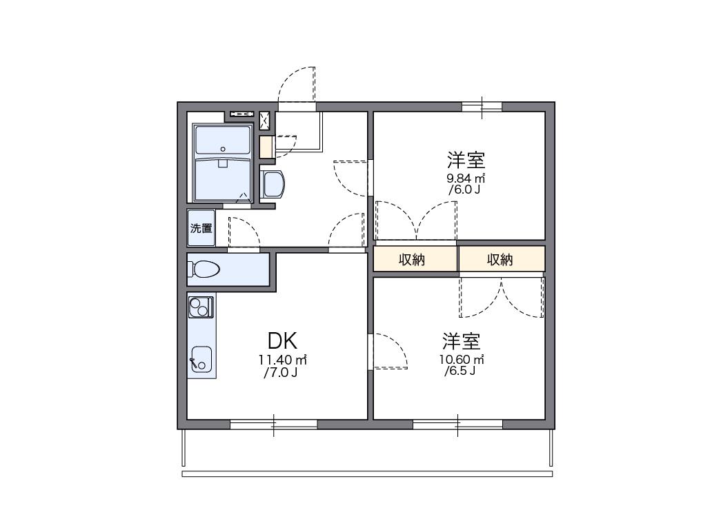 レオパレスセリティー湘南(2DK/2階)の間取り写真