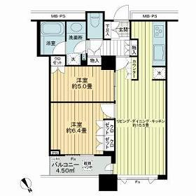 シティタワー横濱(2LDK/22階)の間取り写真