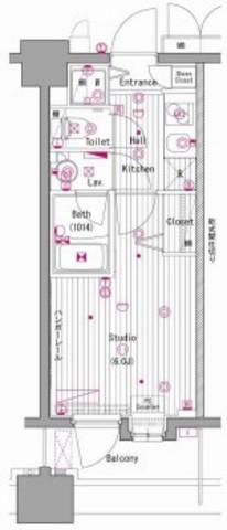 グランド・ガーラ横濱元町(1K/8階)の間取り写真