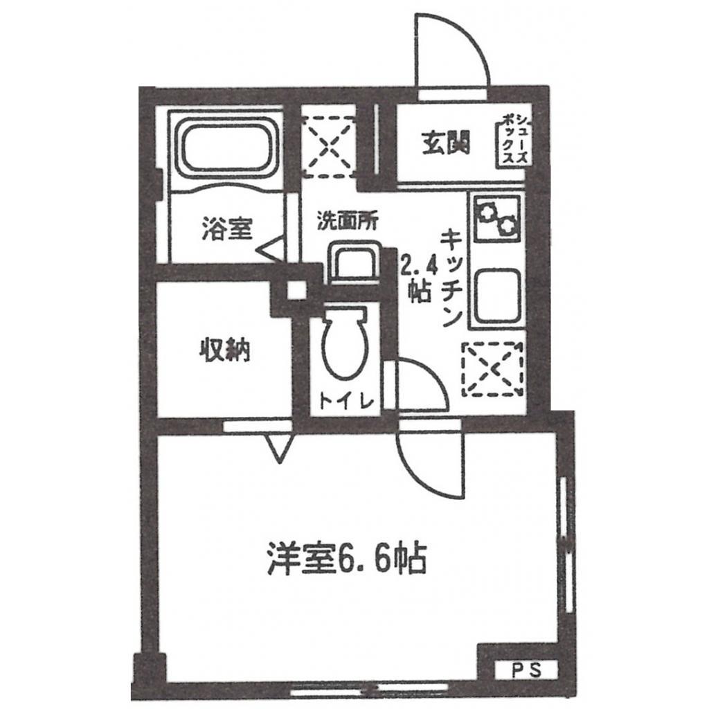 モアナ湘南(1K/1階)の間取り写真