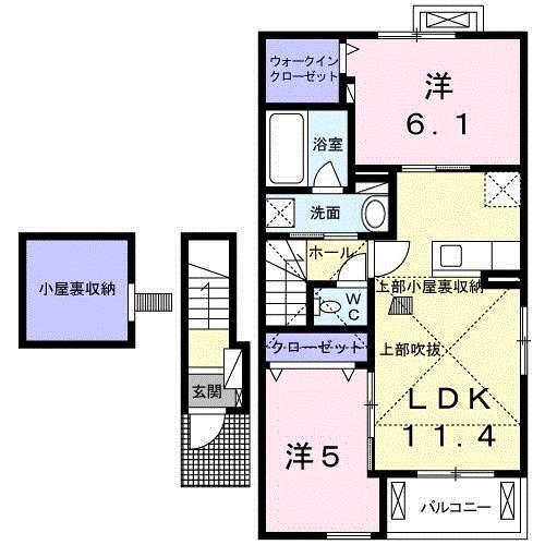 シエロ ガーデン Ⅰ(2LDK/2階)の間取り写真