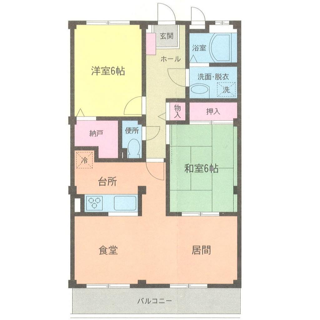 イーストガーデン(2LDK/2階)の間取り写真