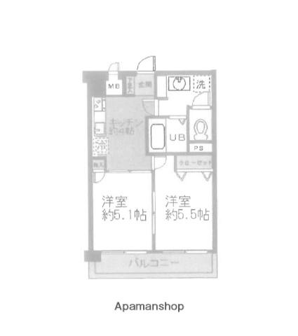 ファーストクラス鴨居(2K/3階)の間取り写真