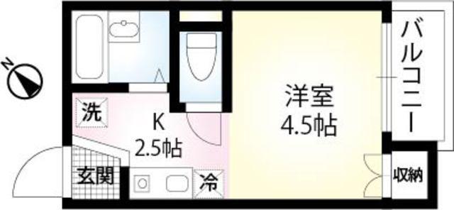 ル・シェル・ブルー(1K/1階)の間取り写真