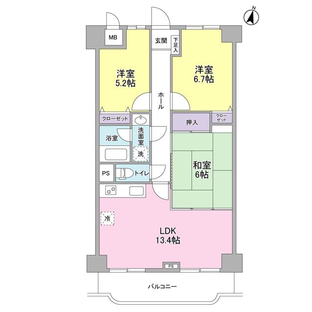 ラ・コスタ壱番館(3LDK/12階)の間取り写真