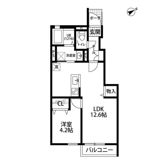 デュラカーサ根光Ⅱ(1LDK/1階)の間取り写真