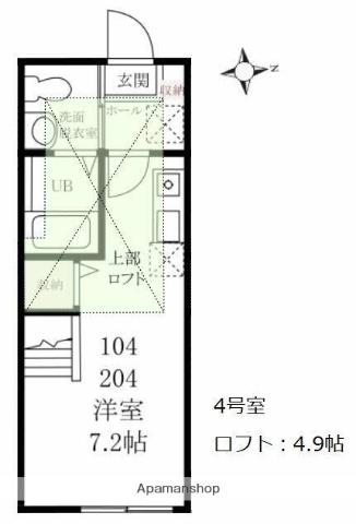 グランソレイユ大倉山(ワンルーム/1階)の間取り写真