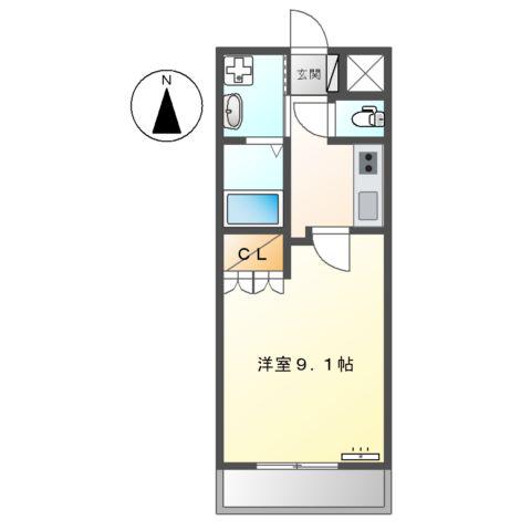 グラード(1K/2階)の間取り写真