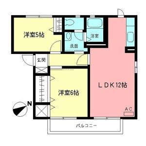 ラ・サカヤD(2LDK/1階)の間取り写真