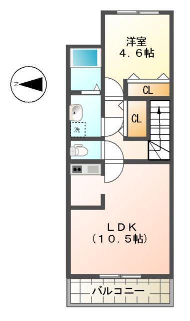 メゾン・マルシェ(1LDK/2階)の間取り写真