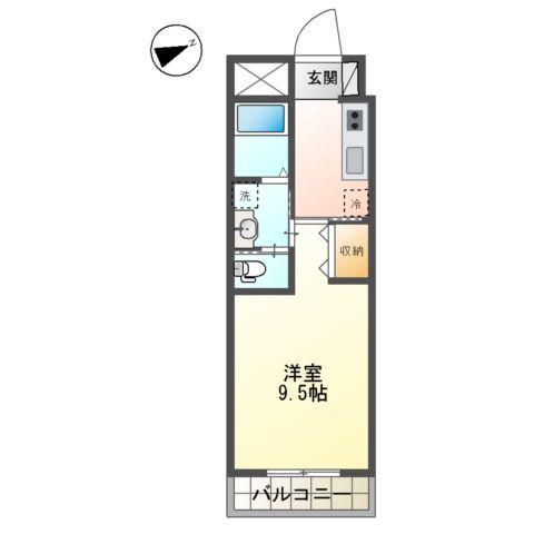 メルベーユ・ラヴィ(1K/1階)の間取り写真