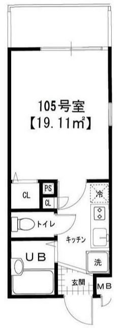 ティアラ梶ヶ谷弐番館(1K/1階)の間取り写真