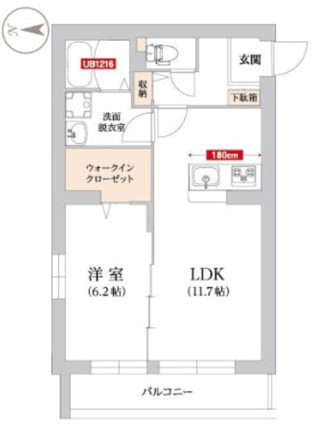 トレリッシュ湘南(1LDK/2階)の間取り写真
