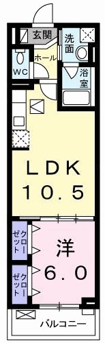 ヴィラ デ オーブ 34(1LDK/1階)の間取り写真