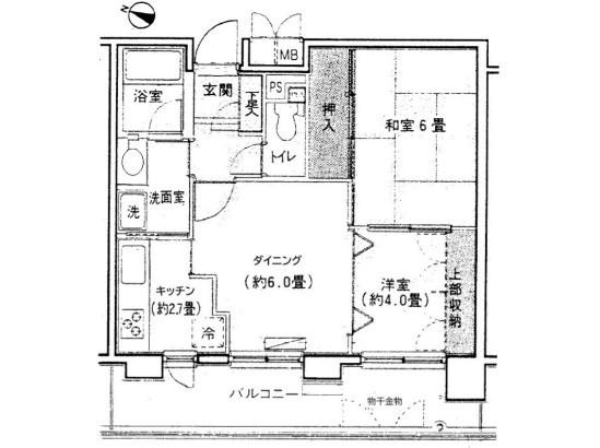 パーク・ノヴァ横浜阪東橋南(2DK/3階)の間取り写真
