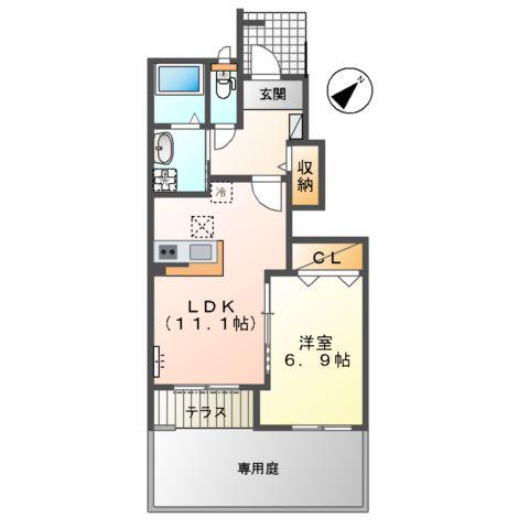 セレーノコトー(1LDK/1階)の間取り写真