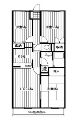 フォレストヒルズ磯子(3LDK/3階)の間取り写真