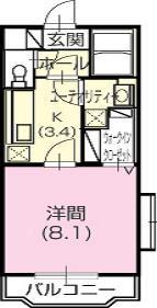 ハーベスト(1K/2階)の間取り写真