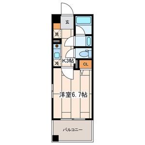 ライムレジデンス汐入(1K/6階)の間取り写真