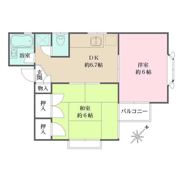 タウンハウス新百合(2DK/1階)の間取り写真