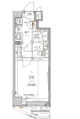 パティーナウィリア武蔵小杉(1K/4階)の間取り写真