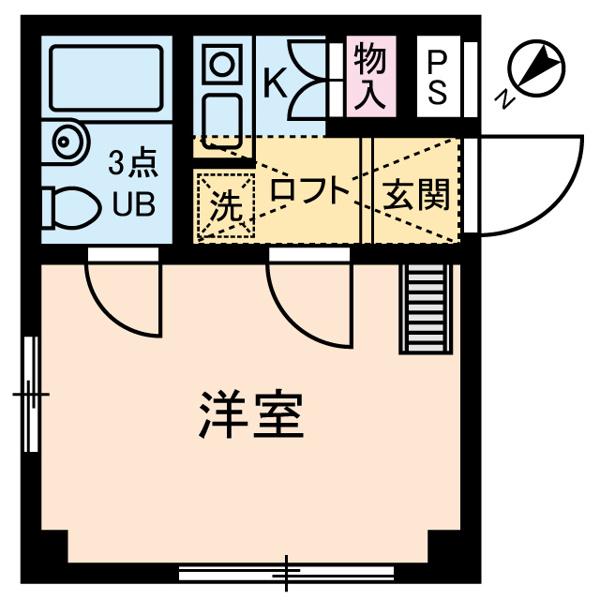 イリス三田(1K/2階)の間取り写真