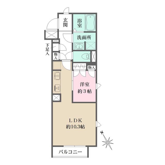 ベルフェリーク西小山(1LDK/2階)の間取り写真